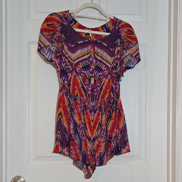 Free People Purple Red Blue Dream All Night Romper Size XS - Picture 3 of 9